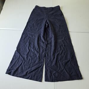 Ann Taylor Pants Womens 6 Blue Linen Viscose Wide Leg Ruffle Waist Dress Pants